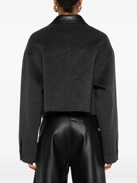 Nanushka leather-trimmed zip-up jacket - Grey