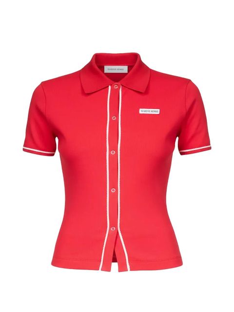 Marine Serre ribbed-trim shirt - Red - zdjęcie produktu nr 1