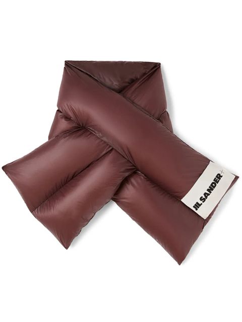 Jil Sander logo-patch padded scarf - Red