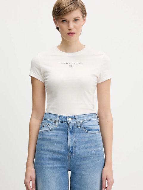 Tommy Jeans t-shirt bawełniany damski kolor beżowy DW0DW21550 - zdjęcie produktu nr 1