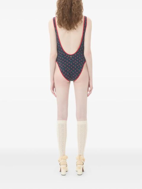Valentino Garavani Cherryfic-print swimsuit - Blue