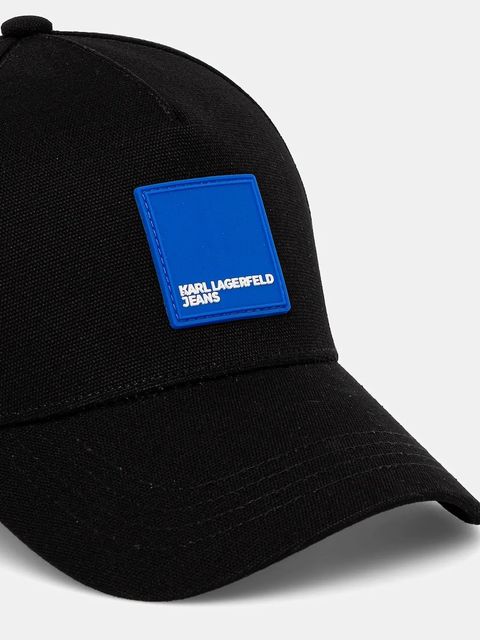 Karl Lagerfeld Jeans czapka z daszkiem bawełniana kolor czarny gładka A1M33001 - zdjęcie produktu nr 2