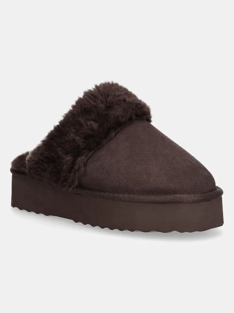 Answear.LAB kapcie zamszowe kolor brązowy - zdjęcie produktu nr 1