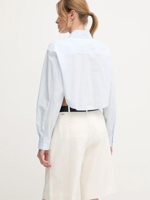 Calvin Klein Jeans koszula bawełniana damska kolor niebieski relaxed z kołnierzykiem klasycznym J20J225078