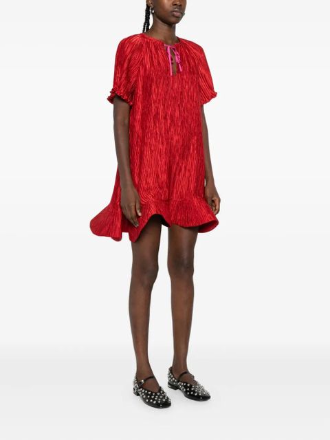 Simkhai plissé ruffled mini dress - Red