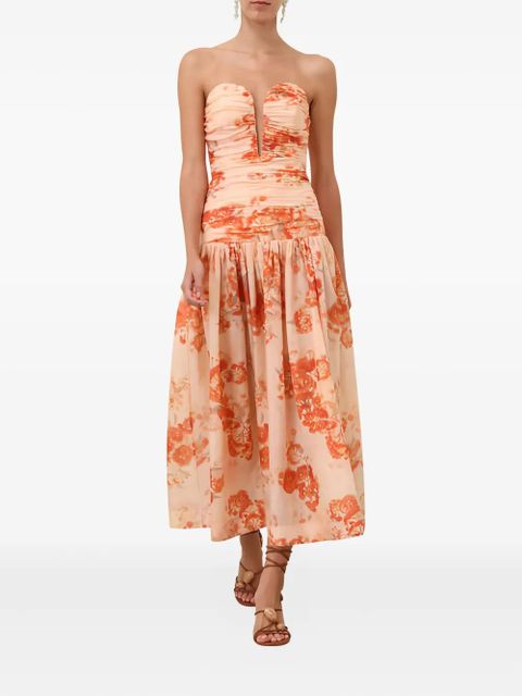 ZIMMERMANN Cascadian floral-print midi dress - Orange
