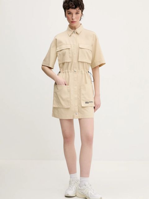 Karl Lagerfeld Jeans sukienka kolor beżowy mini prosta A2W13017 - zdjęcie produktu nr 2