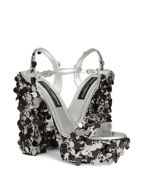 Dolce & Gabbana 105mm sequinned sandals - Silver