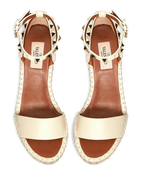 Valentino Garavani 105mm Double Rockstud wedge sandals - Neutrals