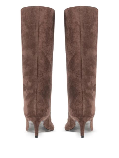 Amina Muaddi 60mm Fiona tapered-toe slip-on boots - Brown