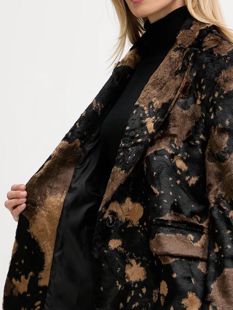 Haveone marynarka kolor brązowy oversize wzorzysta JCB-P019