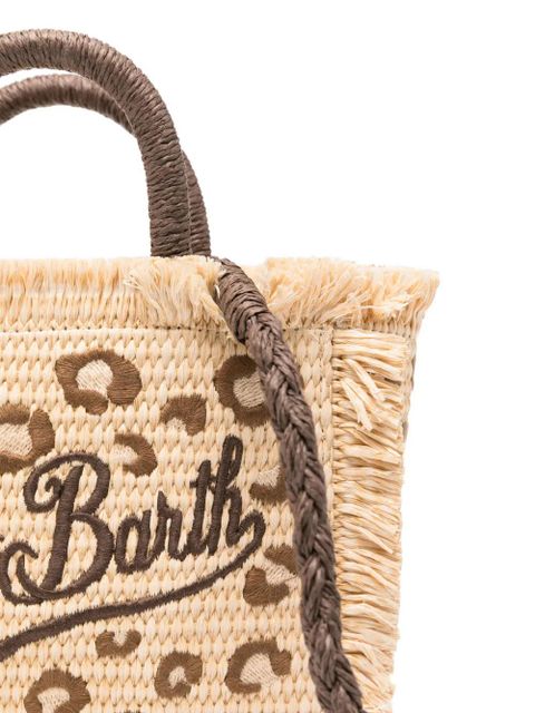 MC2 Saint Barth mini Vanity leopard-print frayed tote bag - Neutrals