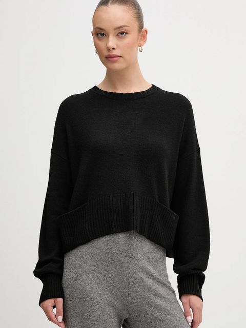 United Colors of Benetton sweter z dodatkiem wełny damski kolor czarny lekki 126WD10E4 - zdjęcie produktu nr 1