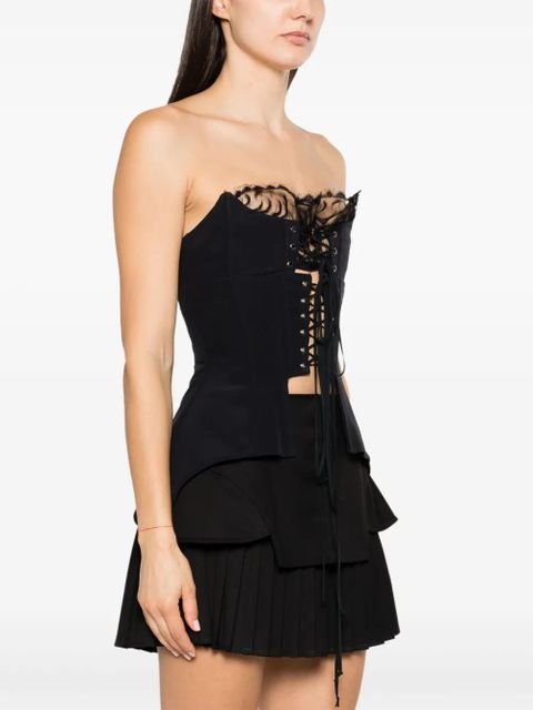 MANURÍ corset-style panelled-lace top - Black