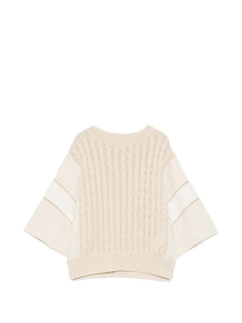 Max Mara cable-knit panelled sweater - Neutrals - zdjęcie produktu nr 1