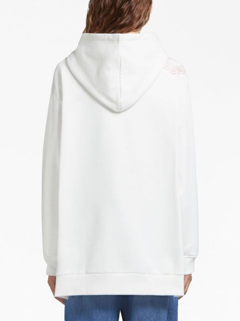 Marni rose-print cotton hoodie - White