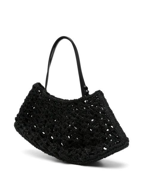 Magda Butrym crochet-knit flower-pendant tote bag - Black