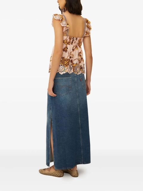 FARM Rio side-slit maxi skirt - Blue