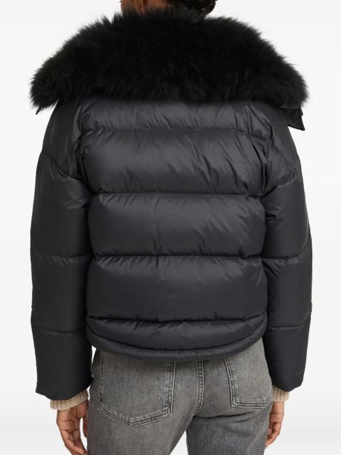 Yves Salomon lambsherling-trim puffer jacket - Black