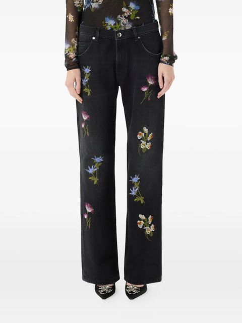 Blumarine floral-embroidered trousers - Black