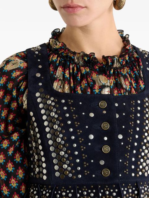 ETRO studded leather vest - Blue