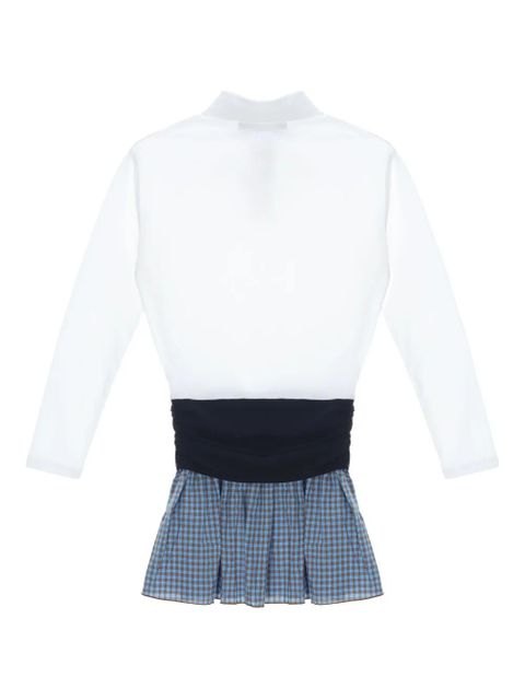 Gimaguas Chico polo-neck gingham mini dress - White