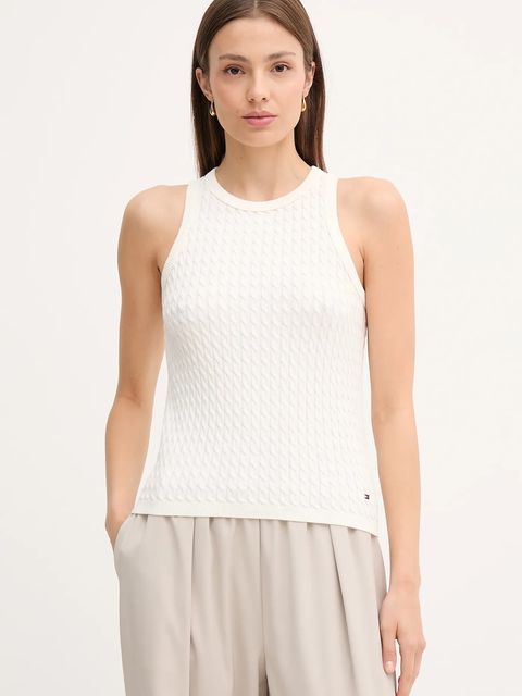 Tommy Hilfiger kamizelka bawełniana damski kolor biały WW0WW45706 - zdjęcie produktu nr 1