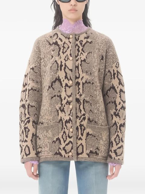 Valentino Garavani animalier-print buttoned cardigan - Neutrals