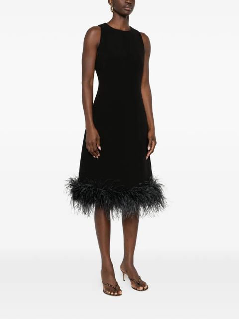 Max Mara feather-hem midi dress - Black