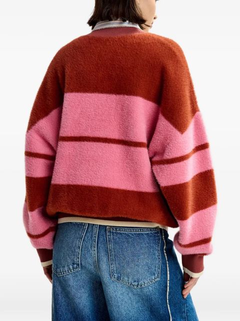 Essentiel Antwerp striped zip-up cardigan - Pink