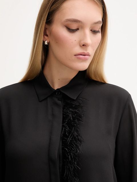 Gaudi koszula damska kolor czarny regular z kołnierzykiem klasycznym 521FD45030