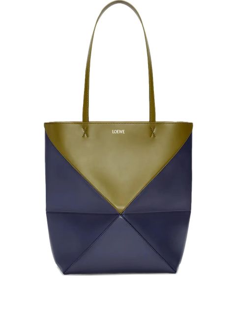 LOEWE Puzzle Fold geometric panelled tote bag - Blue