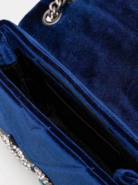 Kurt Geiger London torebka welurowa VELVET MINI KENSINGTON kolor granatowy 5018780789