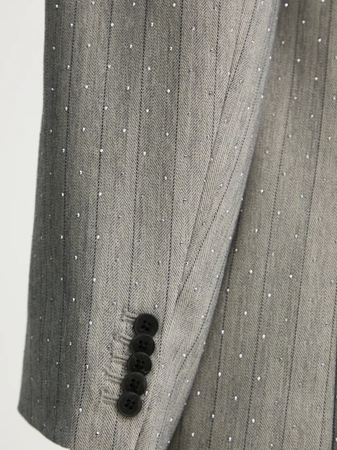 MUNTHE marynarka SAIMAI kolor szary jednorzędowa wzorzysta 244151224410