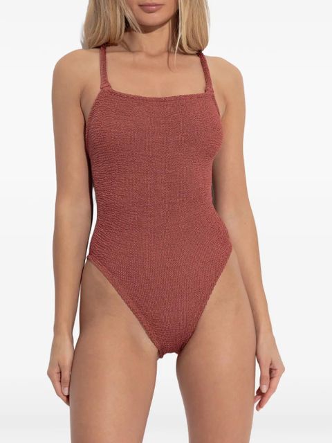 Hunza G metallic crinkle swimsuit - Red