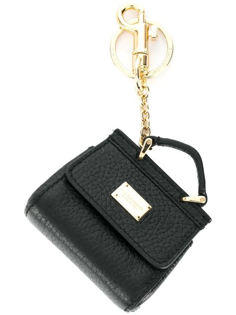 Dolce & Gabbana Sicily leather keychain - Black - zdjęcie produktu nr 1