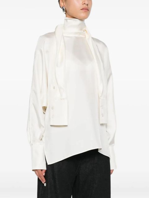 Róhe scarf-detail long-sleeved blouse - White - zdjęcie produktu nr 2