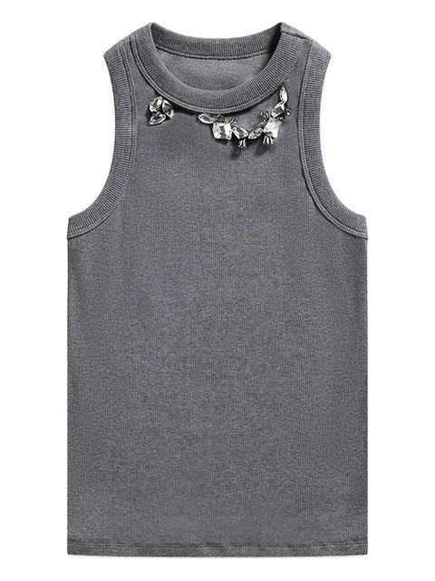 AREA crystal-embellished ribbed tank top - Grey - zdjęcie produktu nr 1