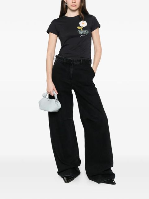 GANNI crochet-patch baby T-shirt - Black - zdjęcie produktu nr 2