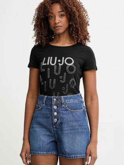 Liu Jo T-shirt damski bawełniany z elastanem - zdjęcie produktu nr 1