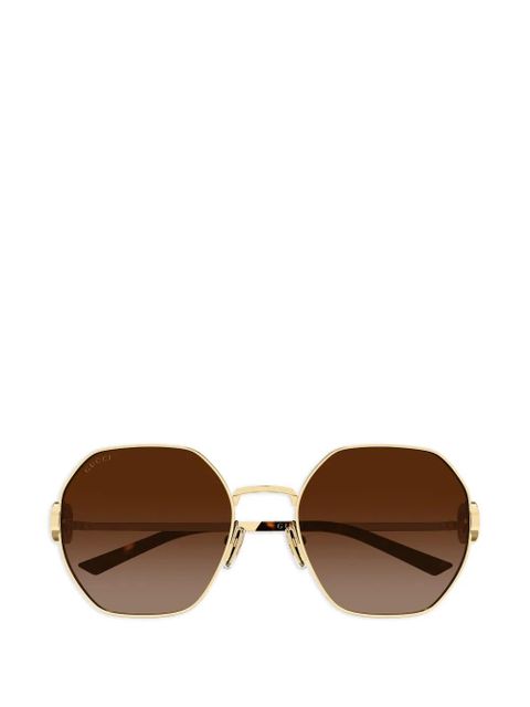 Gucci Eyewear interlocking G geometric-frame sunglasses - Gold - zdjęcie produktu nr 1