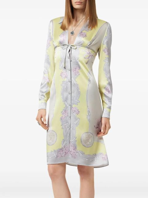 Versace Cameo silk midi shirt dress - Yellow
