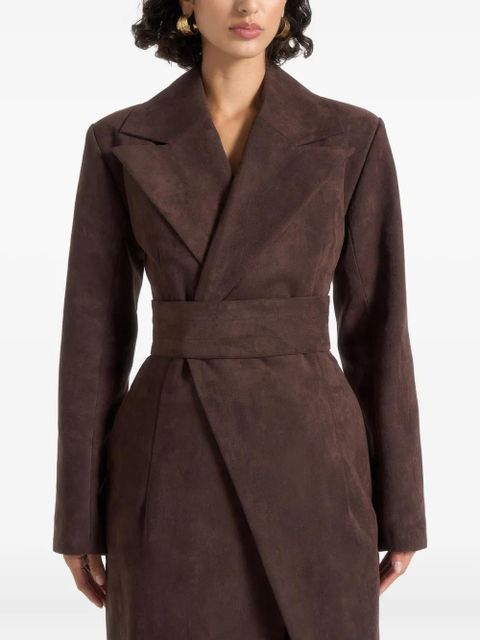 Manière De Voir Esma asymmetric suede wrap coat - Brown