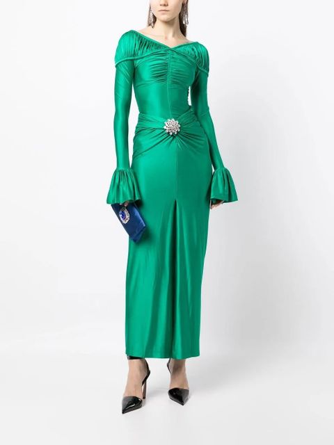 Rabanne flounce-sleeved draped top - Green - zdjęcie produktu nr 2