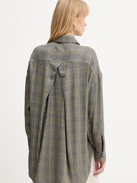 BOSS Orange koszula damska kolor szary relaxed z kołnierzykiem klasycznym 50548656