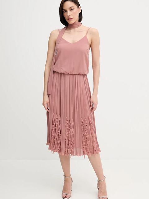 Sandro Ferrone sukienka kolor pomarańczowy midi rozkloszowana S18XBERYKER