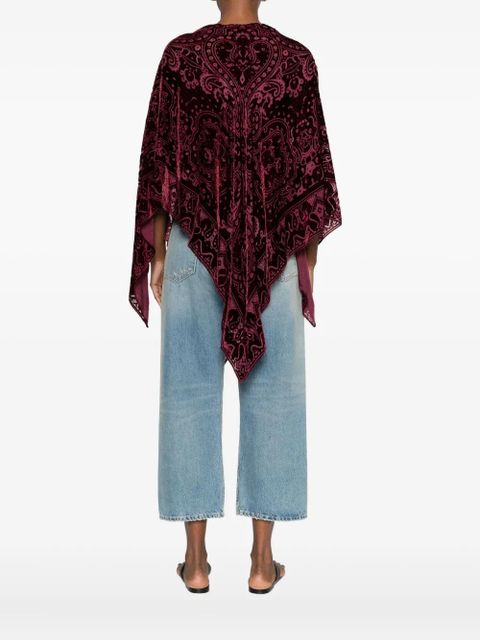 ETRO paisley-pattern velvet poncho - Red