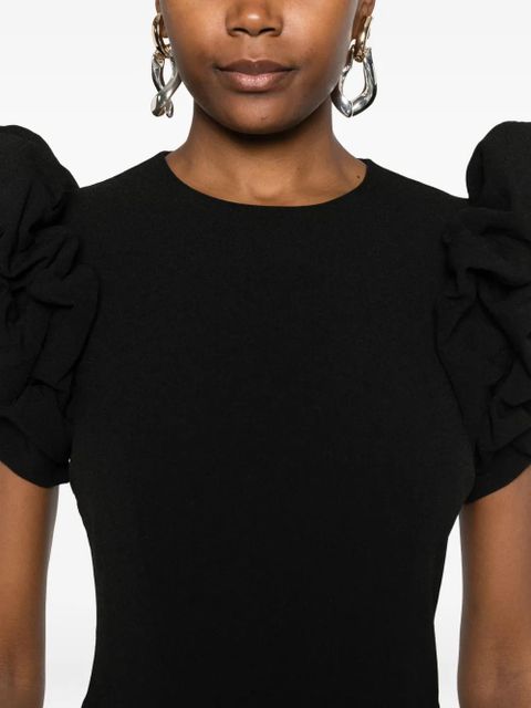 ROTATE BIRGER CHRISTENSEN puff-sleeve midi dress - Black