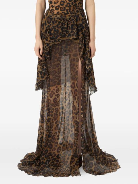 Blumarine printed ruffled-detail skirt - Brown - zdjęcie produktu nr 2