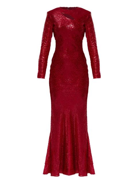 Self-Portrait cut-out long-sleeved dress - Red - zdjęcie produktu nr 1